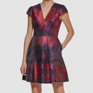Vince Camuto Jacquard Cap Sleeve Fit and Flare Dress -- NWT Size 4